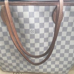 Auth Louis Vuitton Damier Azur Neverfull MM